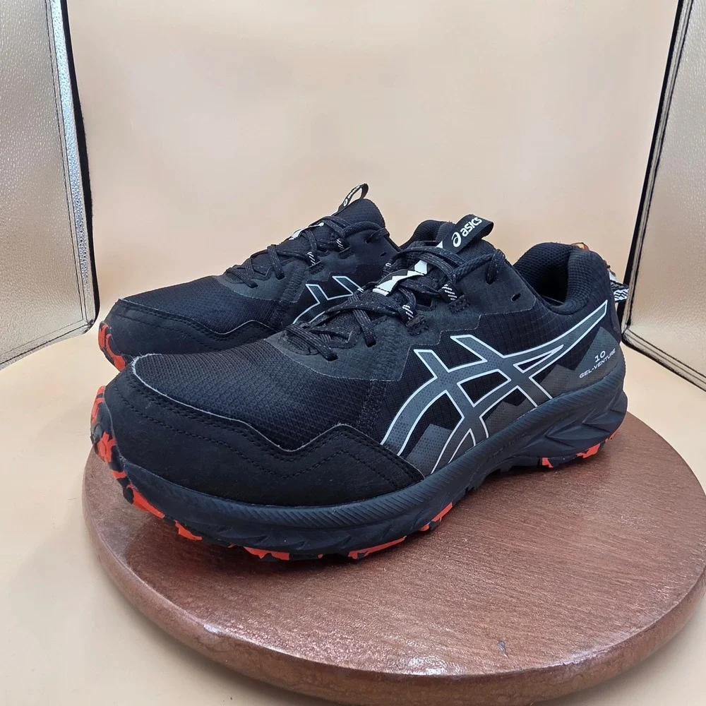 Asics Gel-Venture 9 Mens Trail Running Shoes Black White Red 1011B486 US 10
